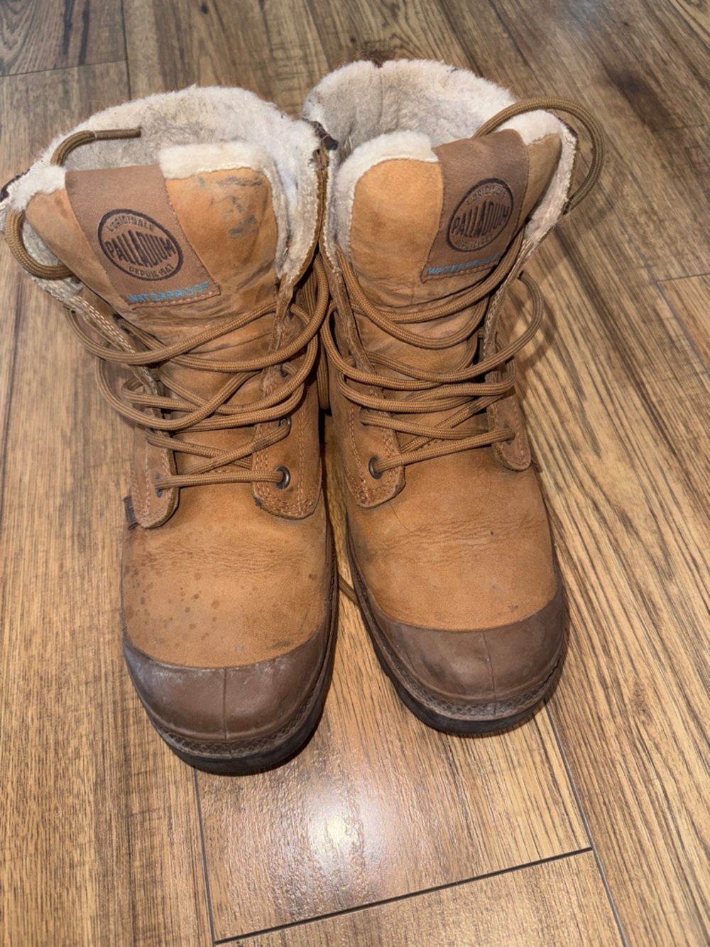 Palladium Tan Suede Winter Lace-Up Boots with Shearling